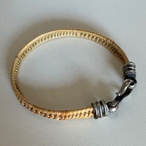 Signed Lou Zeldis Modernist Vine Woven Sterling Silver Bracelet Artisan Handmade